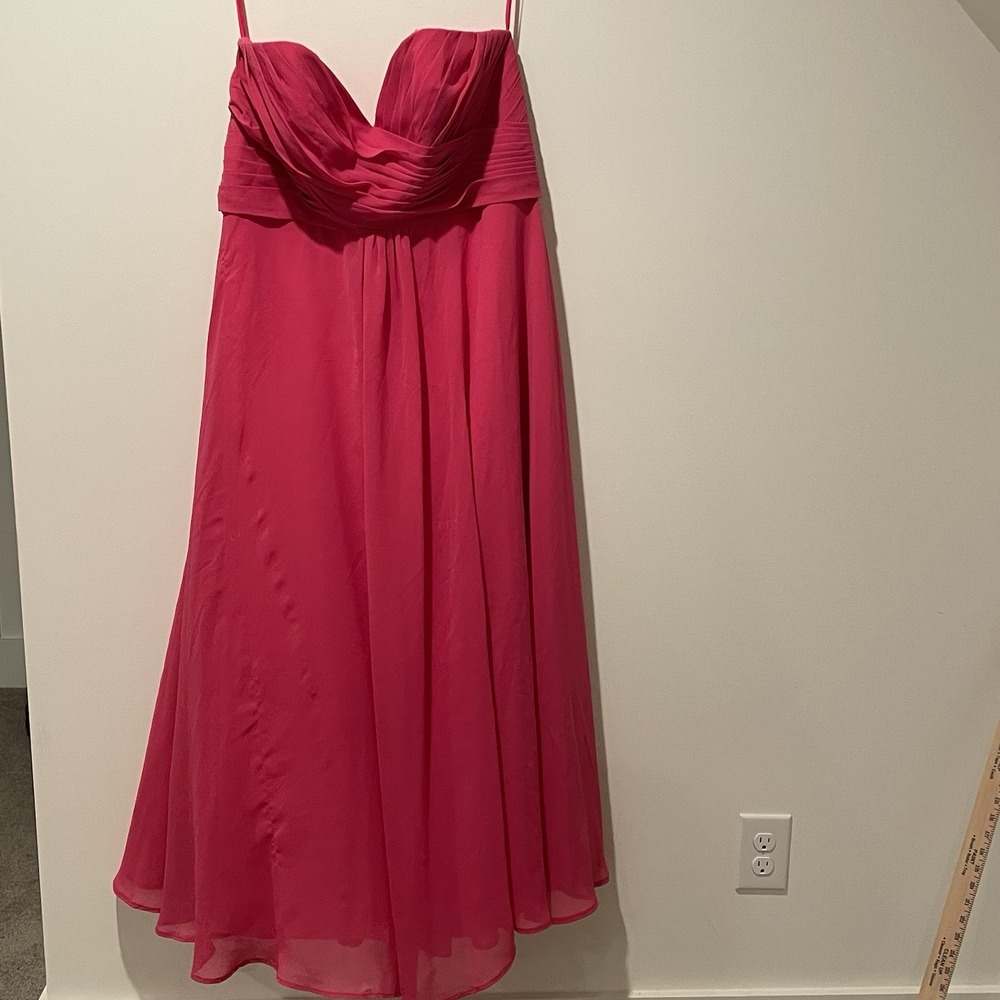 Allure Bridals Bridesmaids Dress Pink Ruched Chiffon Strapless Gown SZ‎ 22